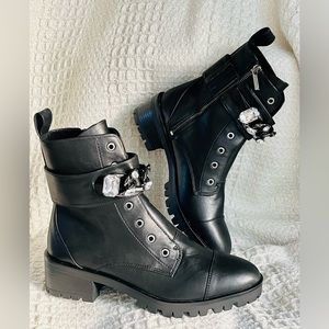Karl Lagerfeld Black Combat Style Boots, NEW
